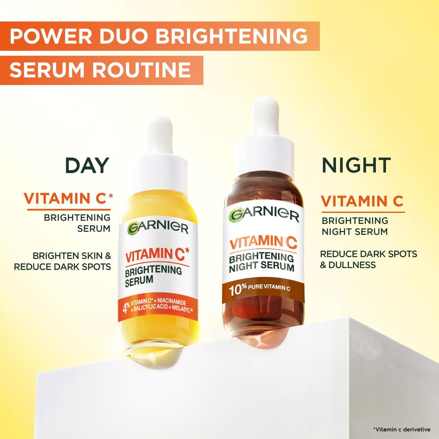Garnier Vitamin C Brightening Serum for Face, with 4% Vitamin C, Niacinamide & Salicylic Acid