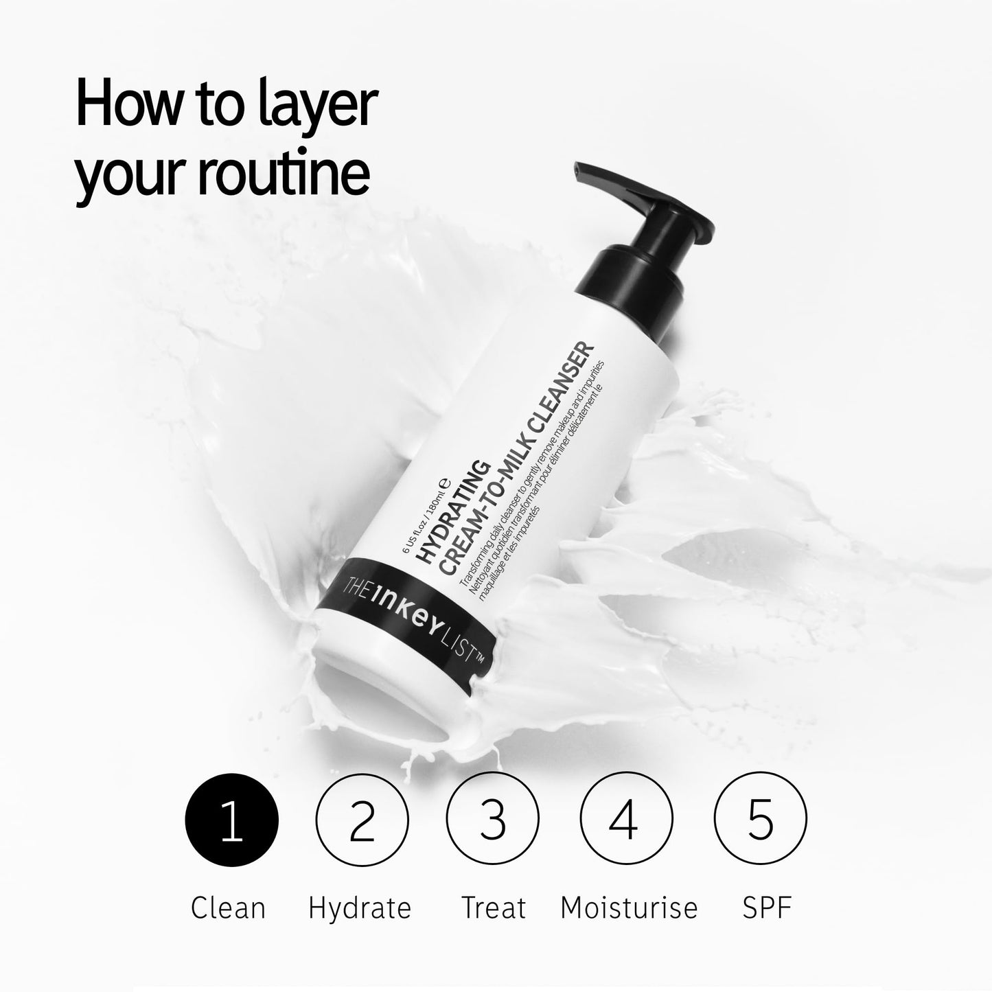 The INKEY List Hydrating Cream-to-Milk Cleanser 180ml,