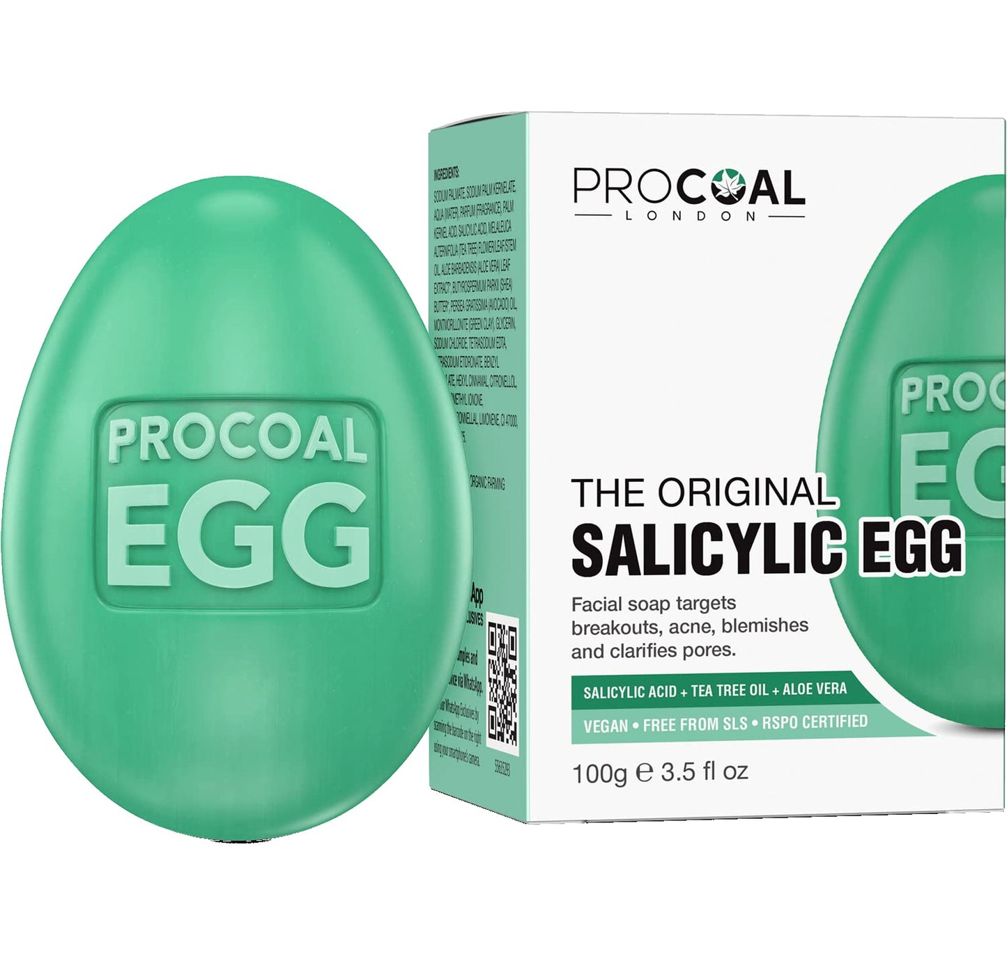 Glycolic Egg Facial Cleansing Soap 100g by Procoal - Glycolic Acid Cleanser For Rejuvenated, Bright and Glowy Complexion, Vegan & Cruelty-free