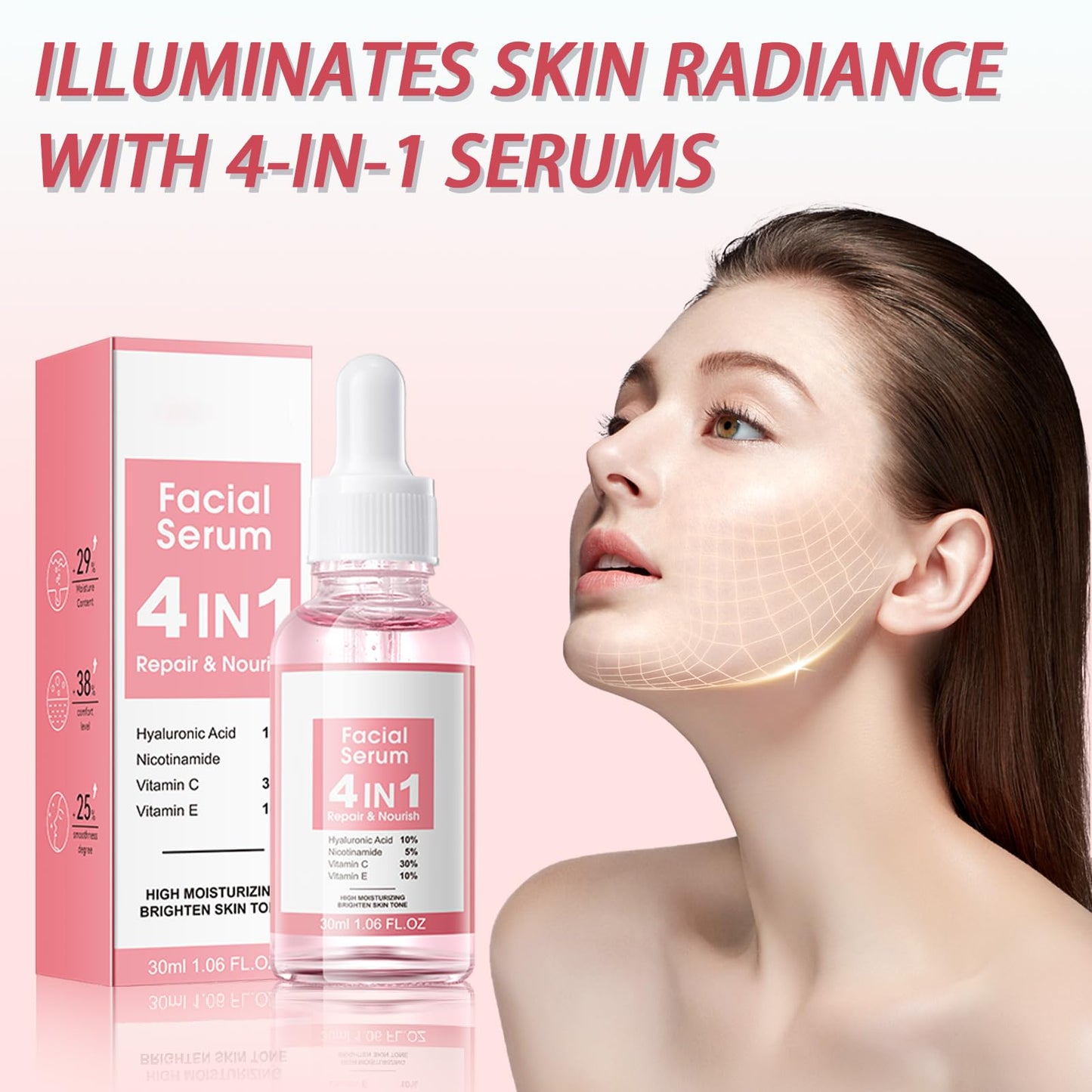 Hyaluronic Acid, Nicotinamide with Vitamin C & E Anti Aging Face Serum