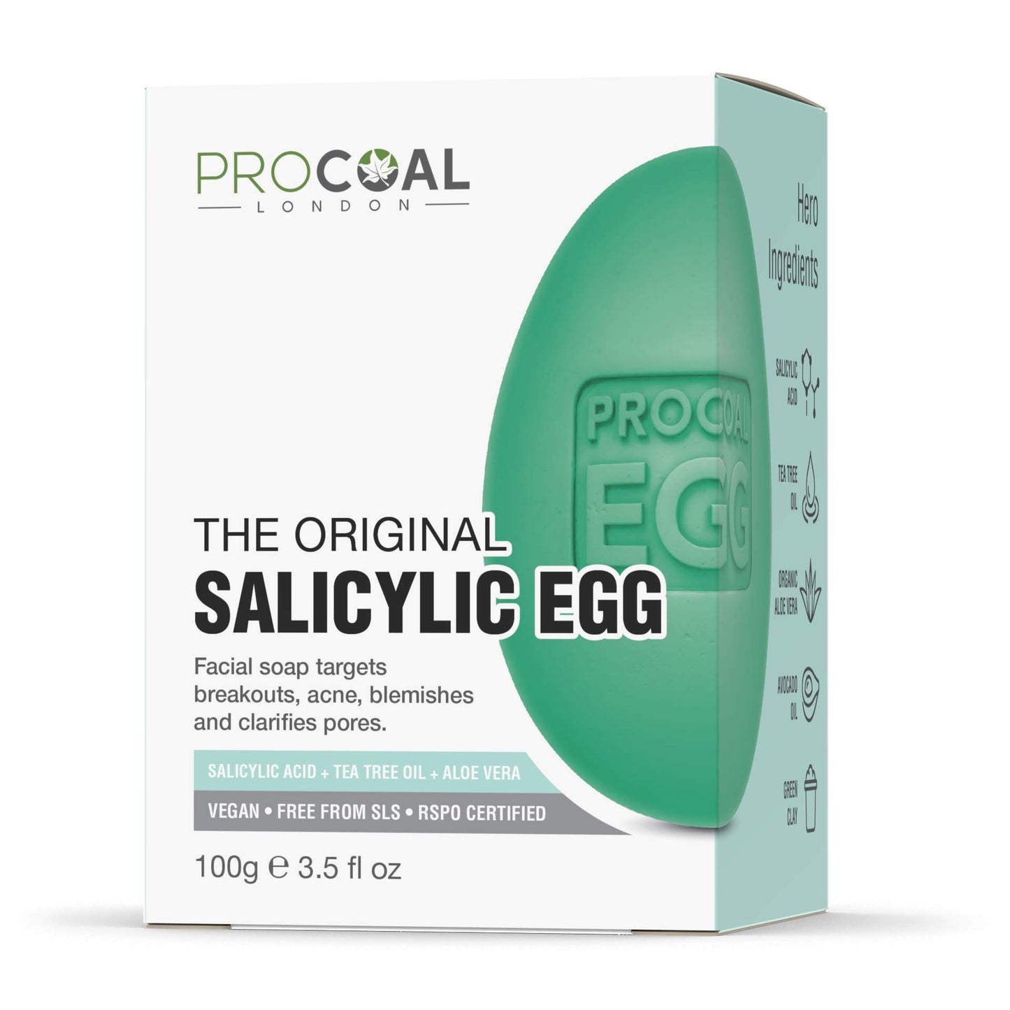 Glycolic Egg Facial Cleansing Soap 100g by Procoal - Glycolic Acid Cleanser For Rejuvenated, Bright and Glowy Complexion, Vegan & Cruelty-free