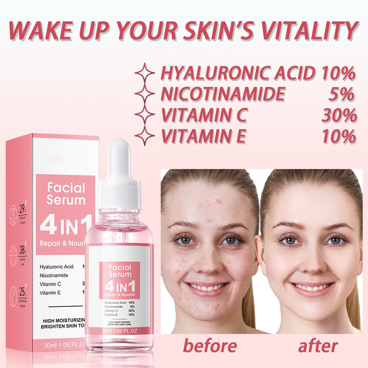 Hyaluronic Acid, Nicotinamide with Vitamin C & E Anti Aging Face Serum