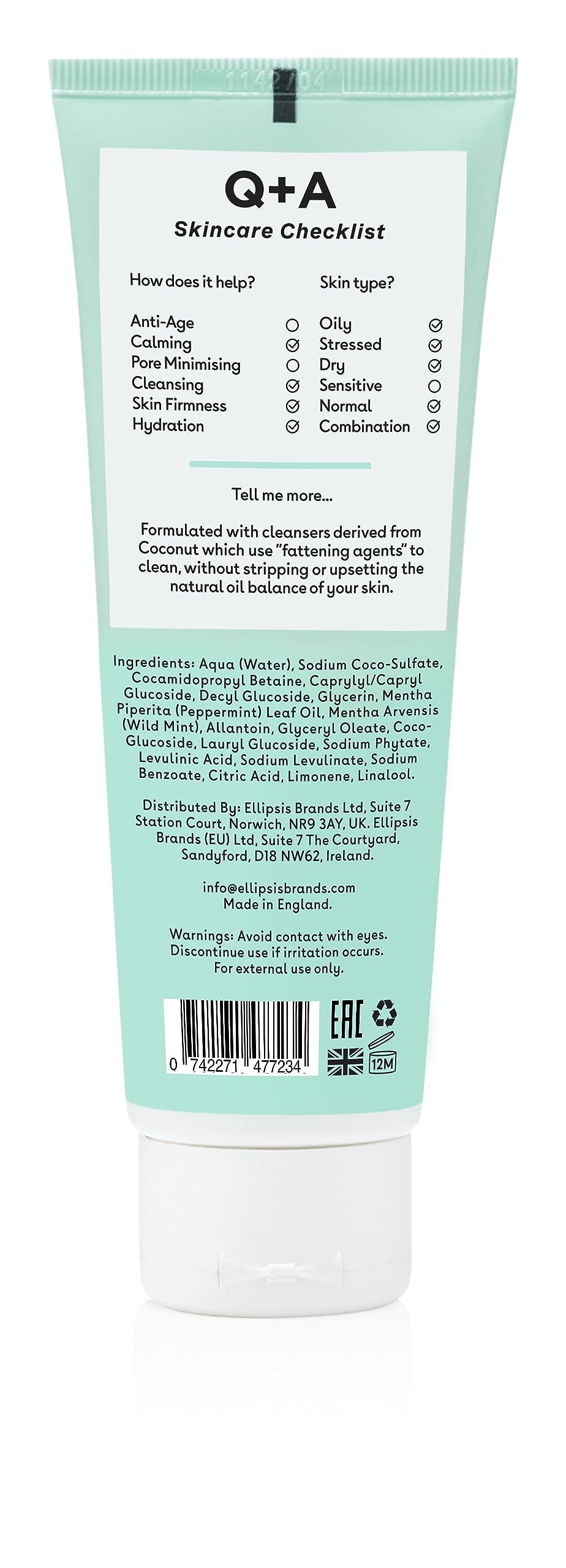 Q+A Niacinamide Gentle Exfoliating Face Cleanser