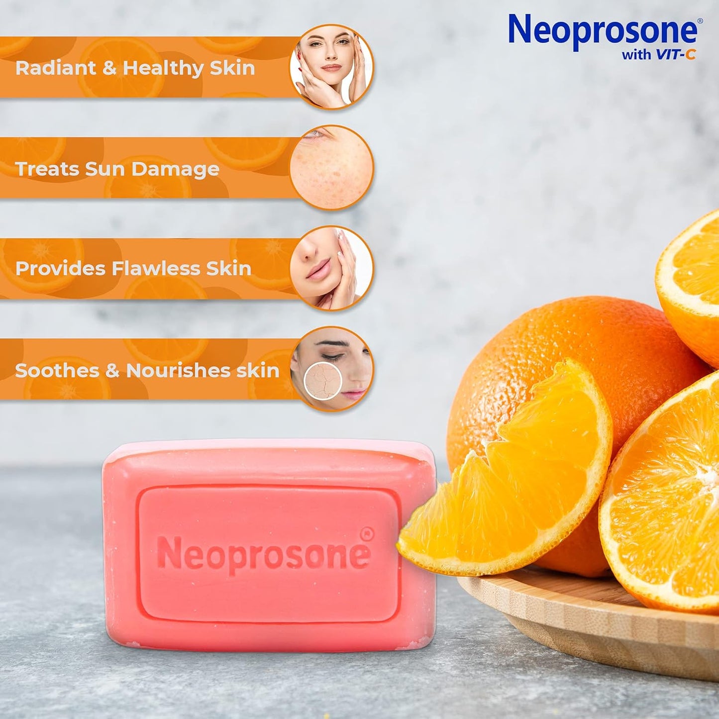 Neoprosone, Skin Brightening Soap | 2.82 oz / 80 g | Cleansing Bar, Helps to Remove Spots on: Knees, Elbows, Face, Private Areas | For Women and Men, with Vitamin C and Castor Oil