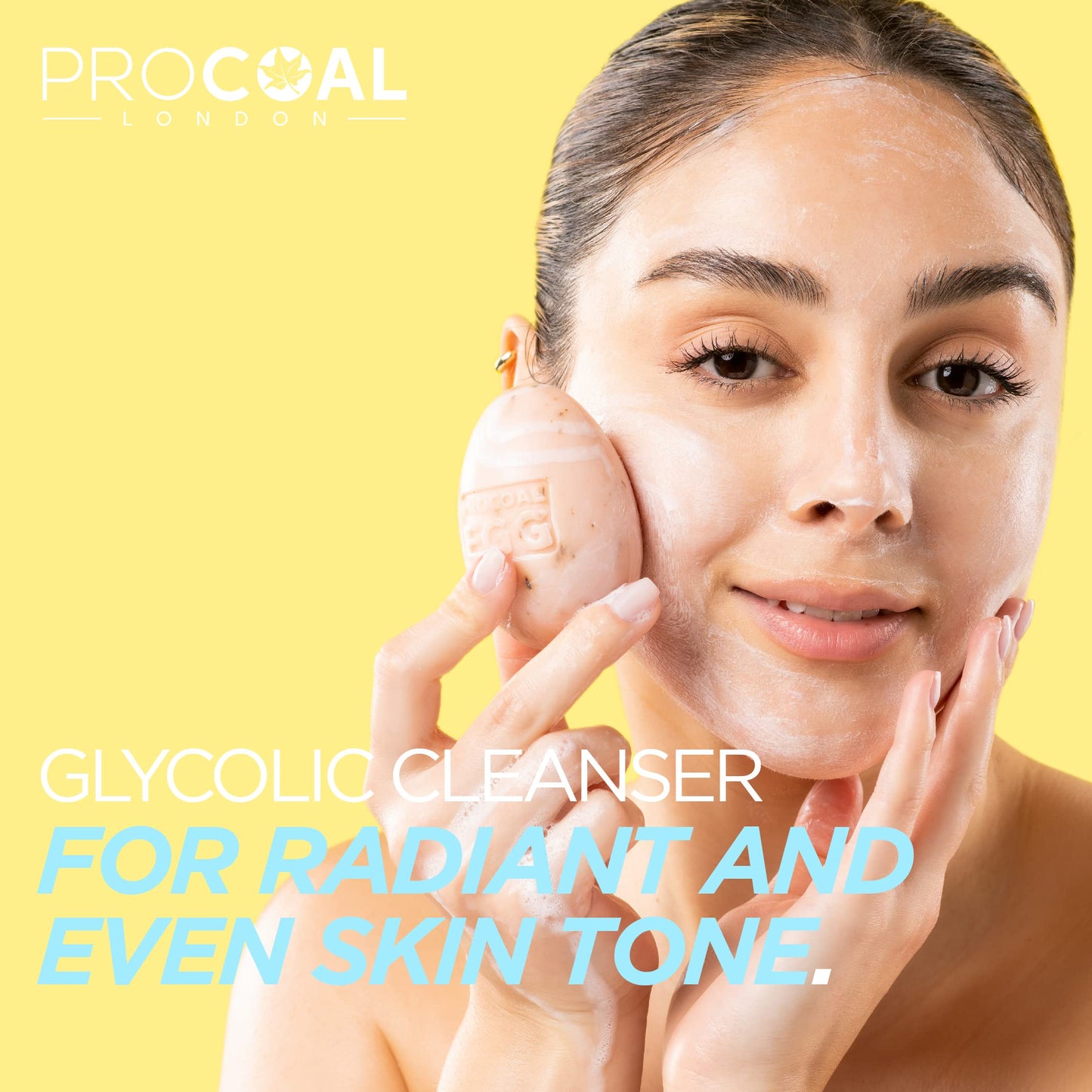 Glycolic Egg Facial Cleansing Soap 100g by Procoal - Glycolic Acid Cleanser For Rejuvenated, Bright and Glowy Complexion, Vegan & Cruelty-free