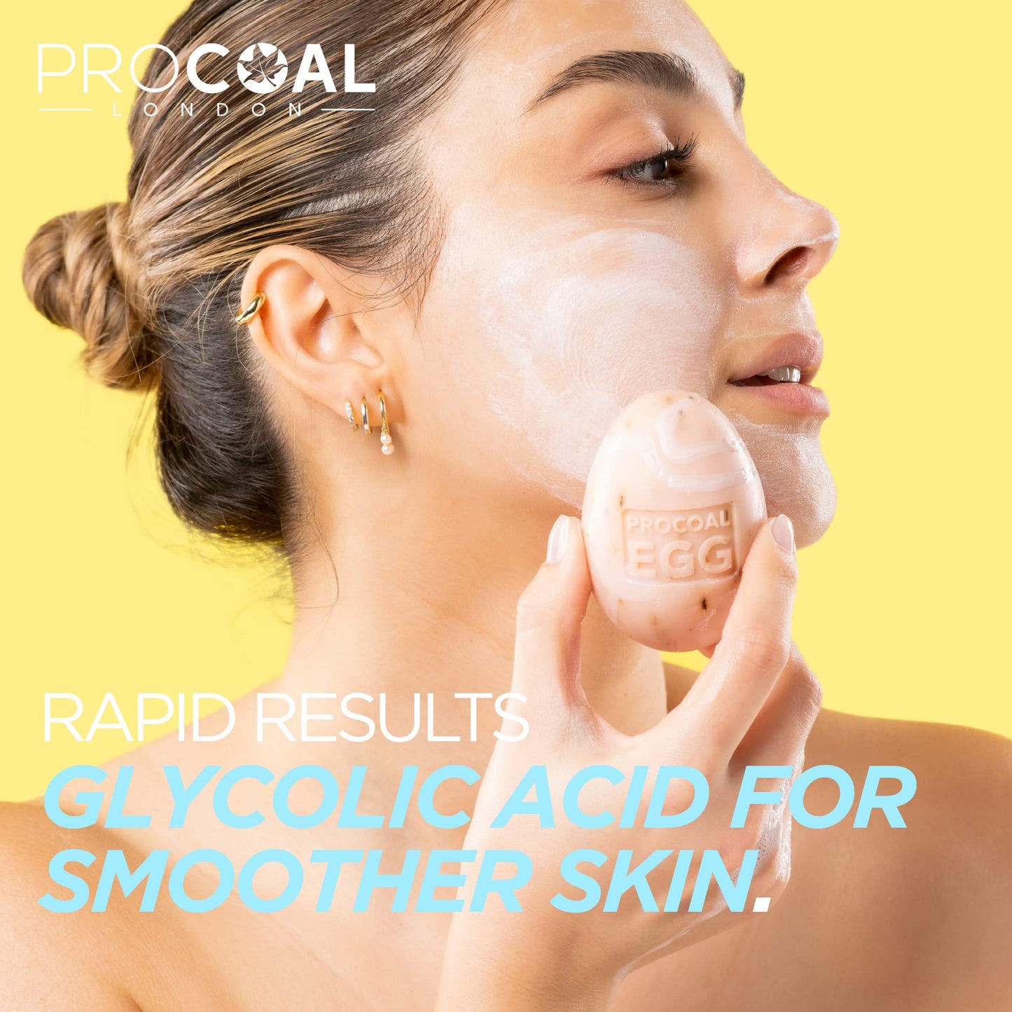 Glycolic Egg Facial Cleansing Soap 100g by Procoal - Glycolic Acid Cleanser For Rejuvenated, Bright and Glowy Complexion, Vegan & Cruelty-free