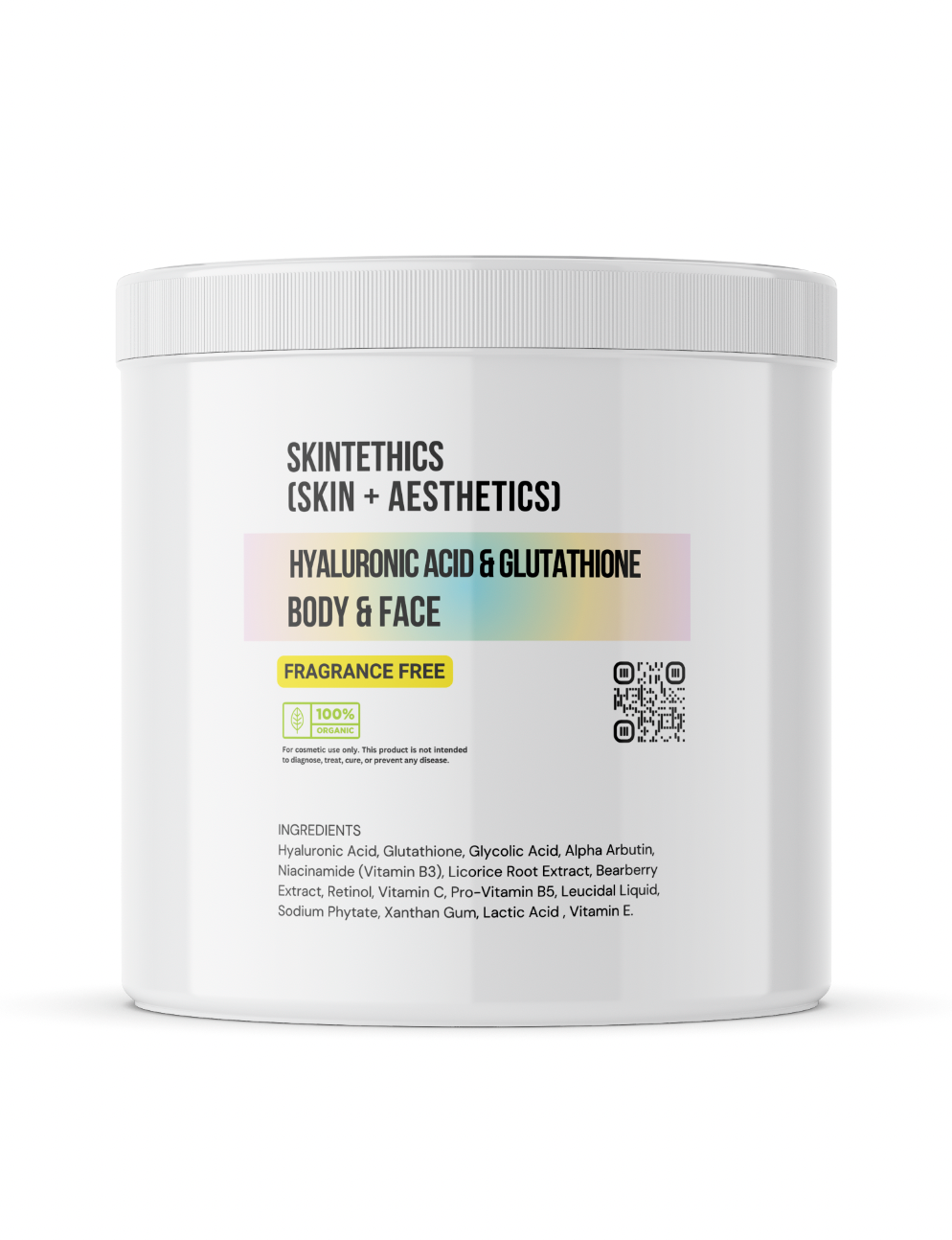 Hyaluronic Acid & Glutathione Body and Face Cream – Fragrance-Free | Skintethics (Skin + Aesthetics)