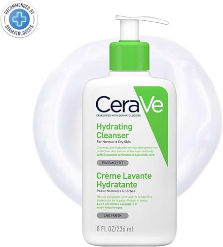 CeraVe Hydrating Cleanser for Normal to Dry Skin with Hyaluronic Acid and 3 Essential Ceramides