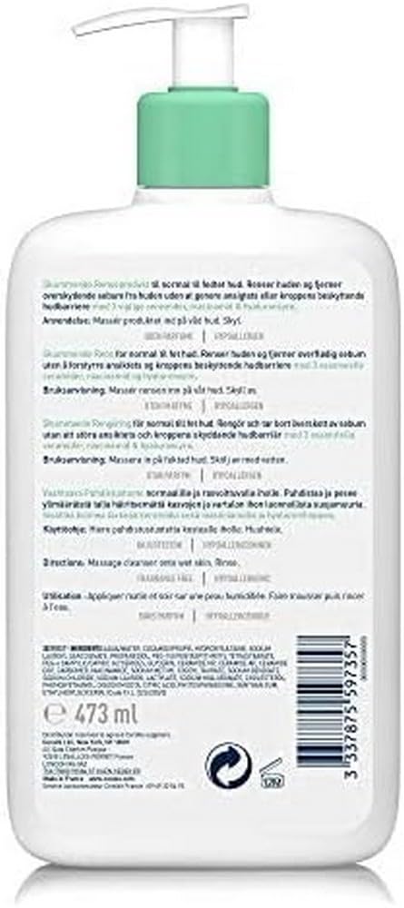 CeraVe Foaming Cleanser for Normal to Oily Skin with Niacinamide and 3 Essential Ceramides