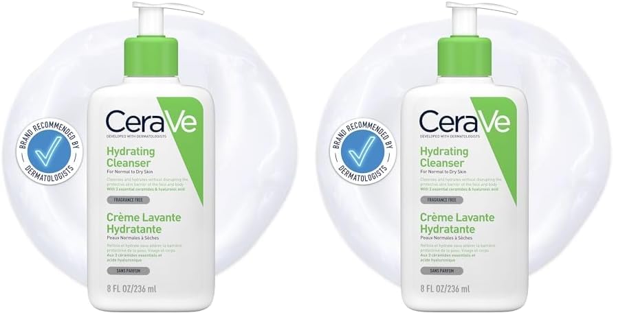 CeraVe Hydrating Cleanser for Normal to Dry Skin with Hyaluronic Acid and 3 Essential Ceramides