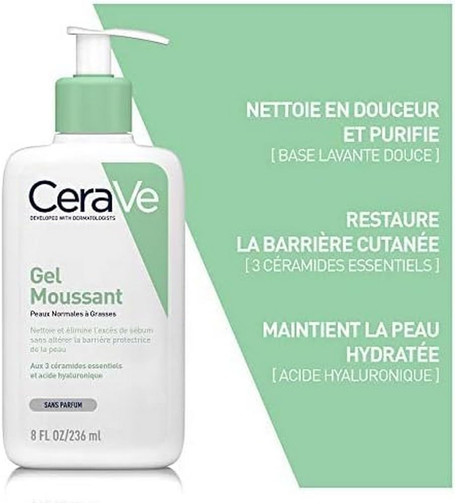 CeraVe Foaming Cleanser for Normal to Oily Skin with Niacinamide and 3 Essential Ceramides