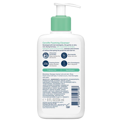 CeraVe Foaming Cleanser for Normal to Oily Skin with Niacinamide and 3 Essential Ceramides