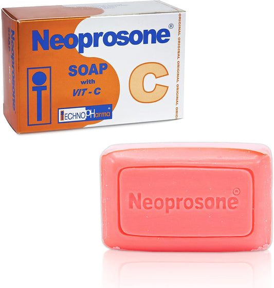 Neoprosone, Skin Brightening Soap | 2.82 oz / 80 g | Cleansing Bar, Helps to Remove Spots on: Knees, Elbows, Face, Private Areas | For Women and Men, with Vitamin C and Castor Oil