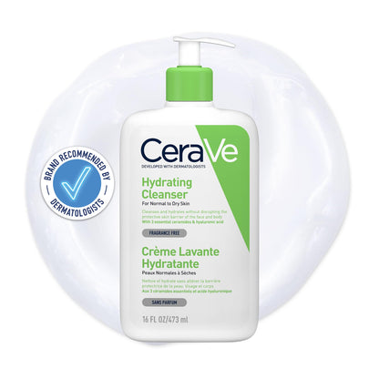 CeraVe Hydrating Cleanser for Normal to Dry Skin with Hyaluronic Acid and 3 Essential Ceramides