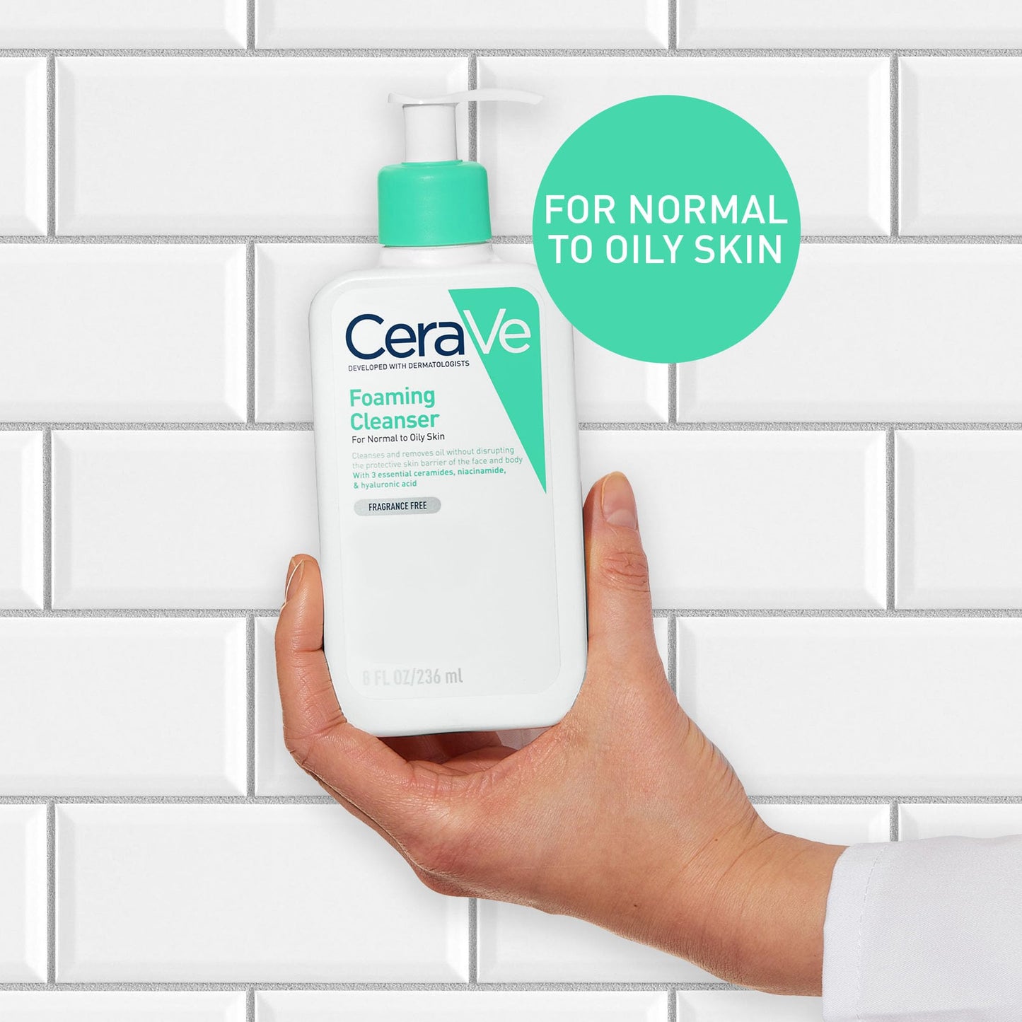 CeraVe Foaming Cleanser for Normal to Oily Skin with Niacinamide and 3 Essential Ceramides