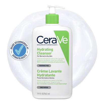 CeraVe Hydrating Cleanser for Normal to Dry Skin with Hyaluronic Acid and 3 Essential Ceramides