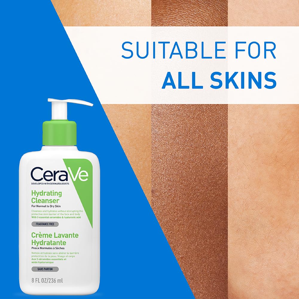 CeraVe Hydrating Cleanser for Normal to Dry Skin with Hyaluronic Acid and 3 Essential Ceramides