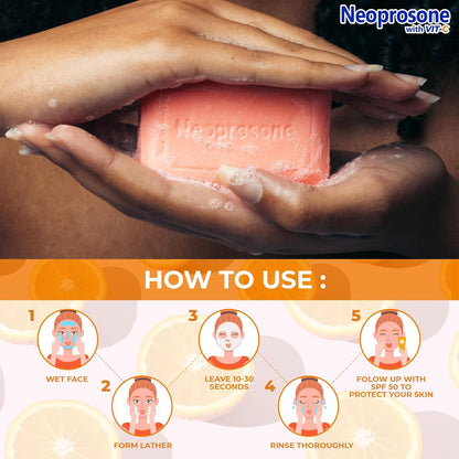 Neoprosone, Skin Brightening Soap | 2.82 oz / 80 g | Cleansing Bar, Helps to Remove Spots on: Knees, Elbows, Face, Private Areas | For Women and Men, with Vitamin C and Castor Oil